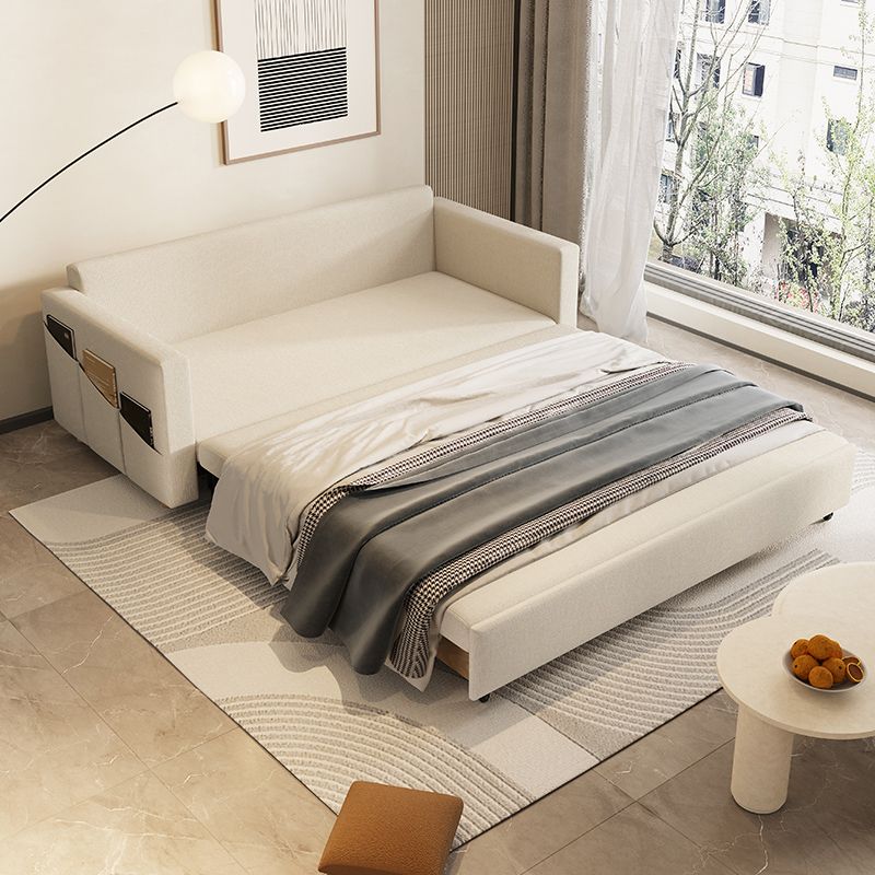 31" Wide Scandinavian Sleeper Sofa Futon Beige Foldable Sleeper Sofa