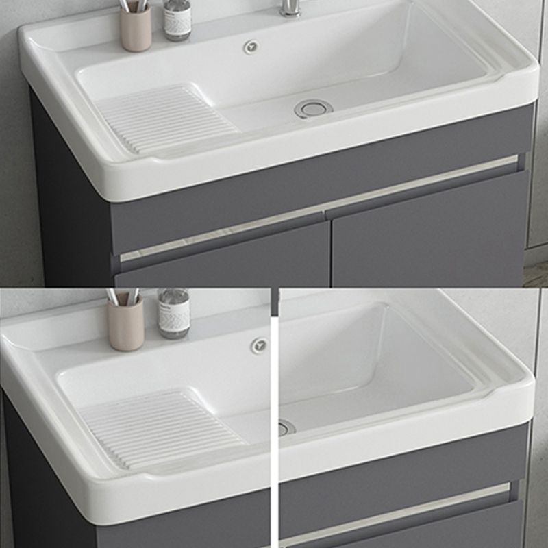 Gray Metal Vanity Sink Modern Free-standing Standard Space Saver Vanity