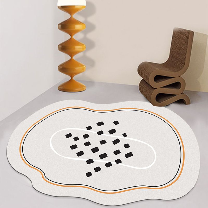 White Contrast Color Rug Polyester Modern Rug Stain Resistant Rug for Living Room