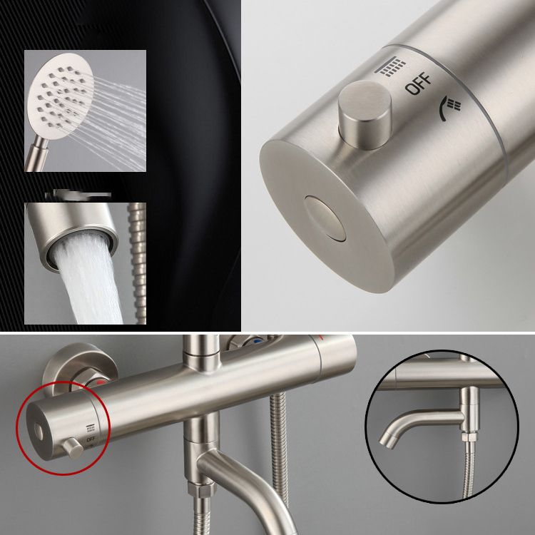 Modern Shower Set Stainless Steel Temperature Control Wall Mounted Shower Combo