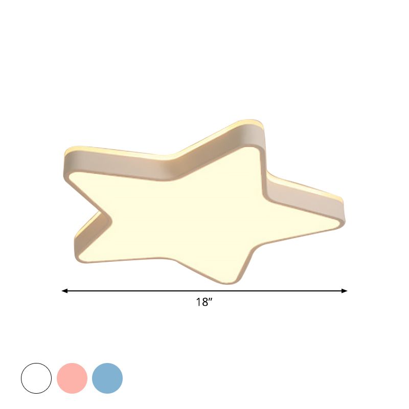 Pink/Blue/White Star Flush Light Cartoon Acrylic LED Flush Mount Ceiling Light in Warm/White Light for Childrens Bedroom