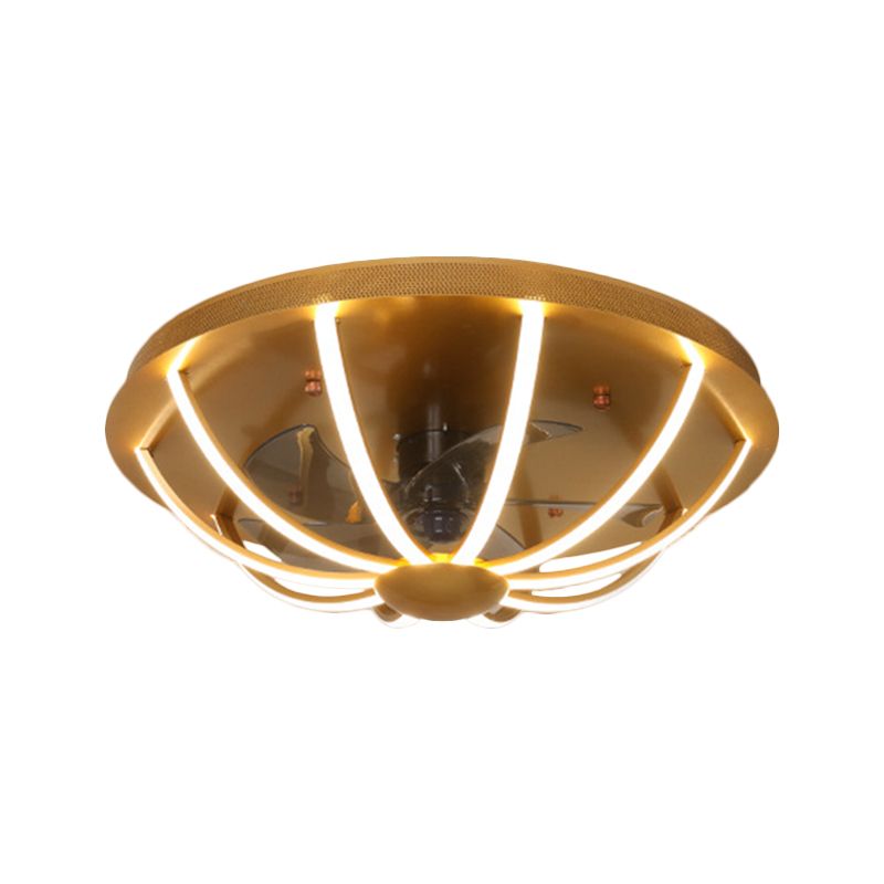 Gewölbter Käfighänge -Lüfter hellem modernistisch metallisch weißen/grau/goldene LED Flushmount Lampe mit 4 Klingen, 23,5 "W.