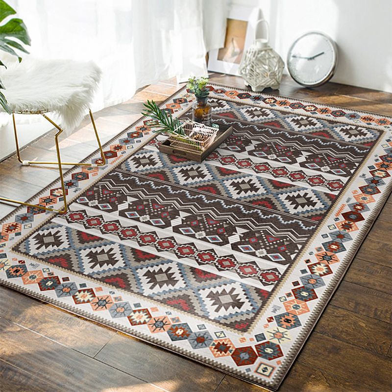 Bohemian Tribal Totem Rug Multicolor Polyester Carpet Stain Resistant Area Rug for Living Room