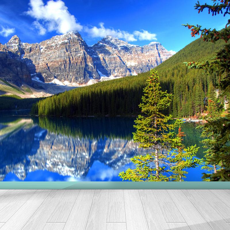 Sea Mural Wallpaper Modernist Tranquil Nature Scenery Wall Covering in Light Color