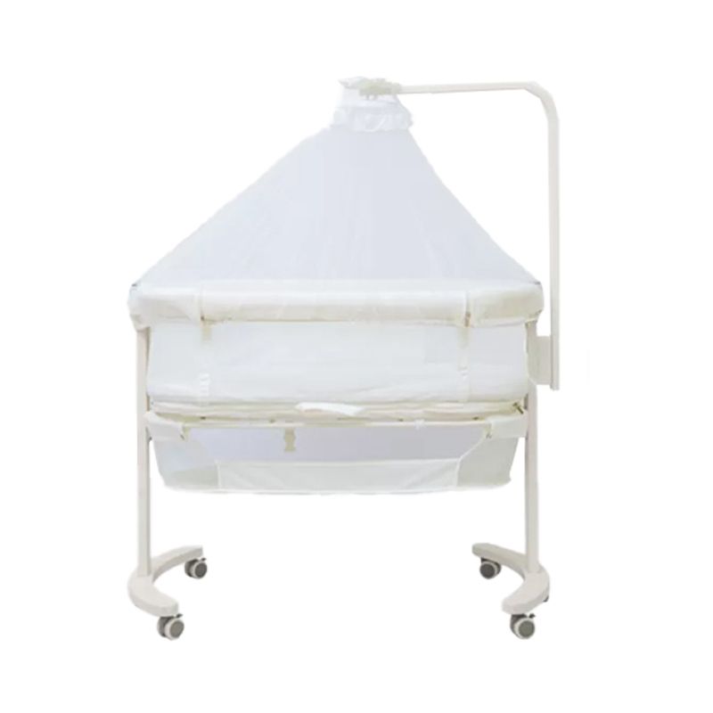 Contemporary Plastic Movable Nursery Bed with Mattress and Guardrail