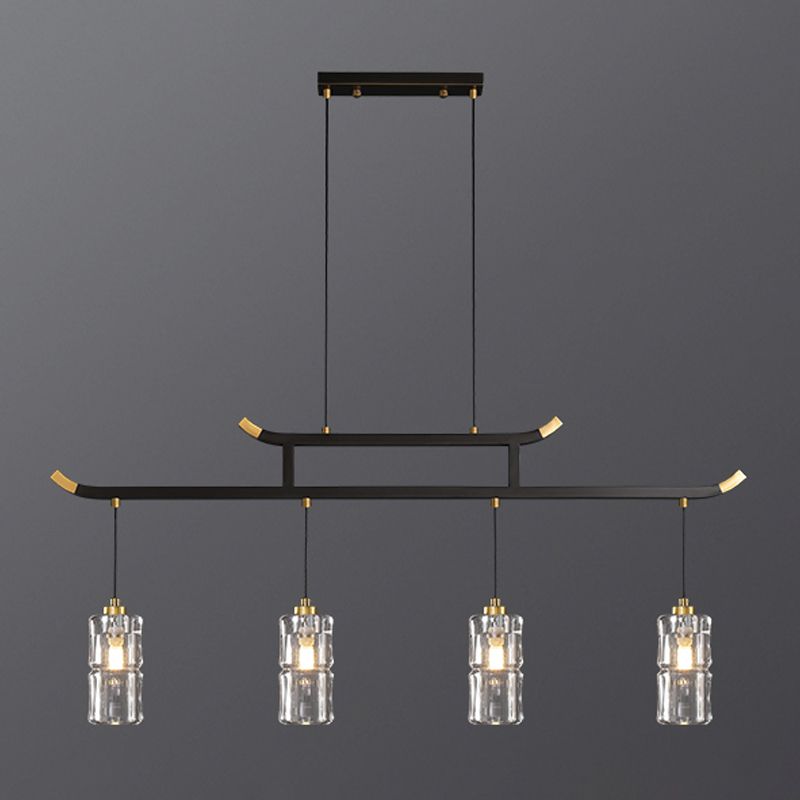 Accesorios de iluminación de la isla de cilindro iluminación de isla de cocina contemporánea con sombra de cristal