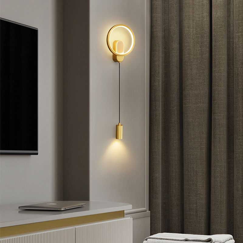 Minimalism LED Wall Sconce 2-Light Brass Sconce Lighting for Bedroom