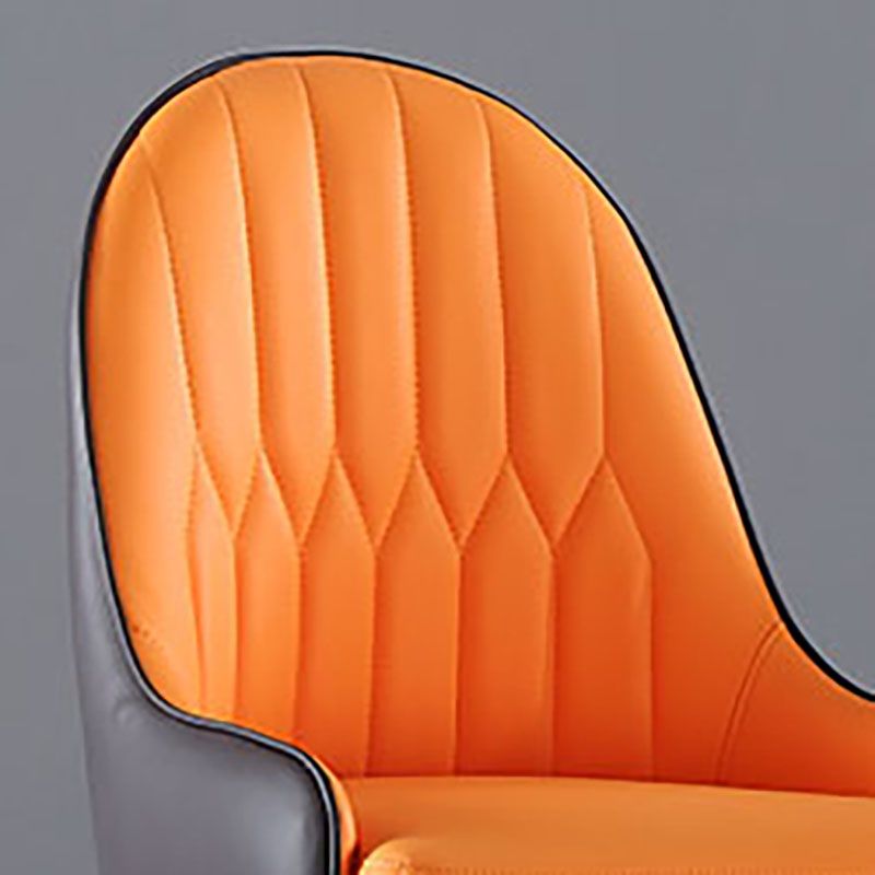 Solid Back Arm Side Chair Scandinavian Design Leather Dining Side Chair