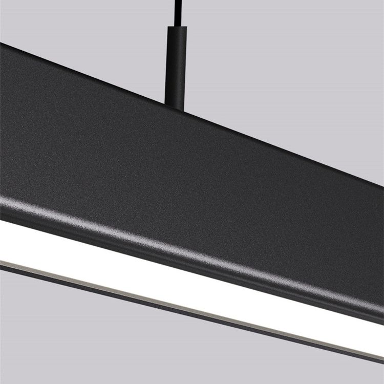 Black Metal Island Lights Modern Linear Restaurant LED Suspension Lamps with Acrylic Shade