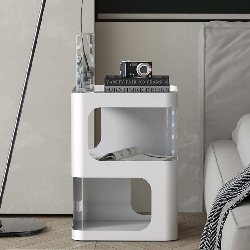 Square Iron End Table Set 21.26" Tall Metal Side Table with Storage Shelves