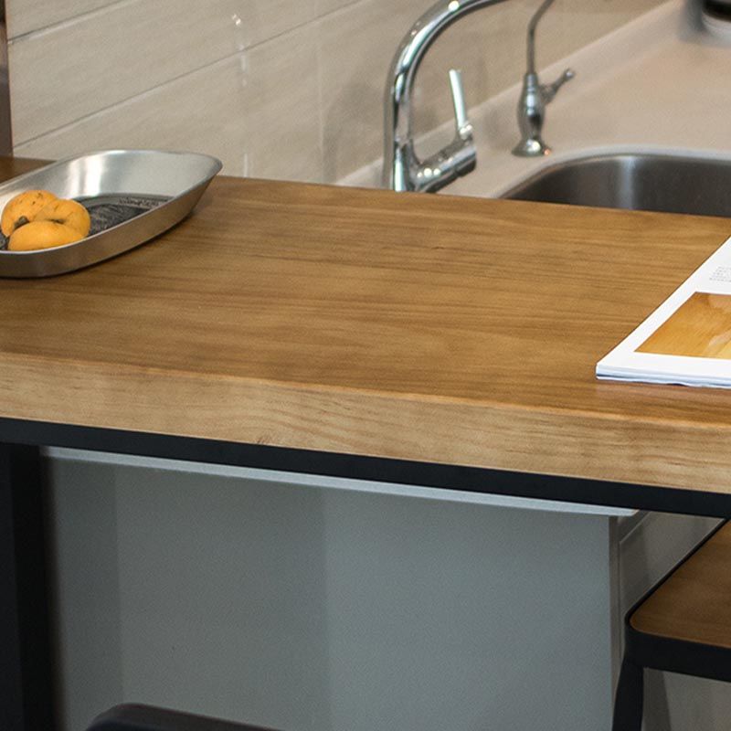 Industrial Solid Wood Bar Table Set Rectangular 1/5 Pieces Counter Table with High Stools