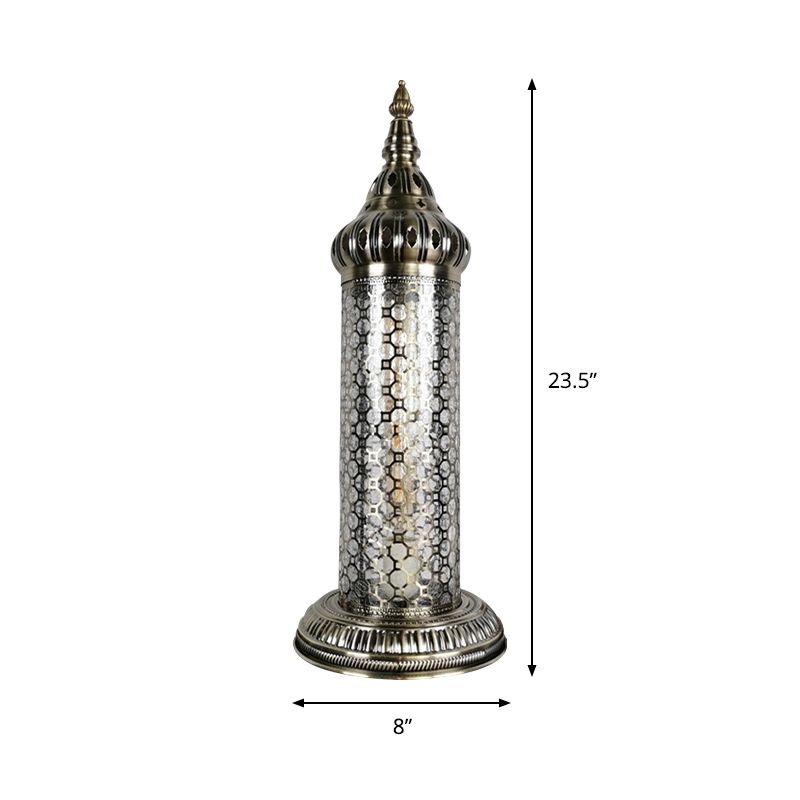 1 Cylindre léger Light Turkey Style Bronze Metallic Night Table Lampe, 23,5 "/31,5" de haut
