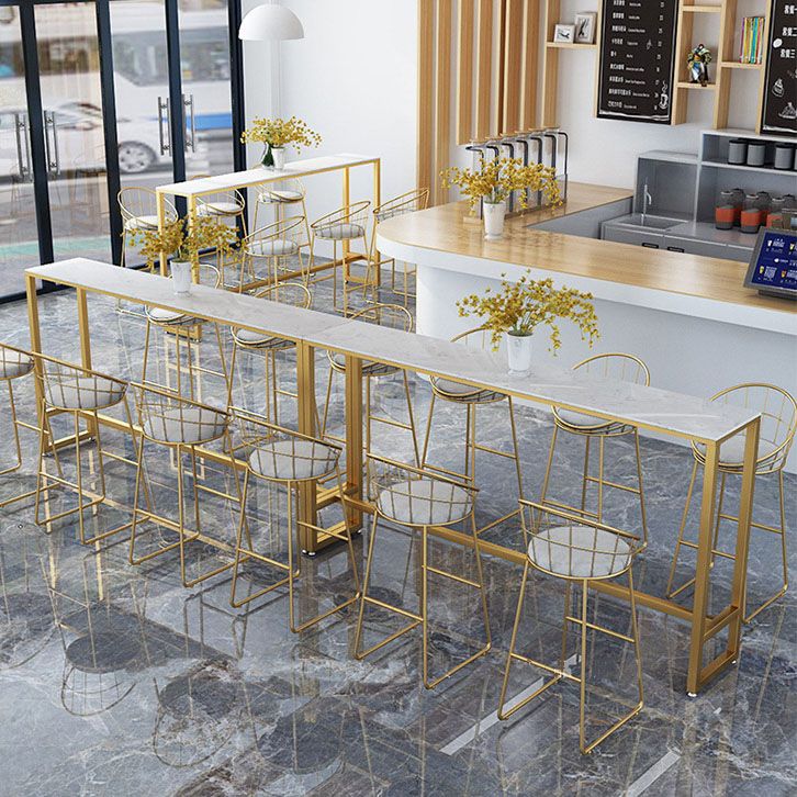 Glam Style 1/2/7 Pieces Faux Marble Bar Table Set Fixed Table Counter Set for Home Use