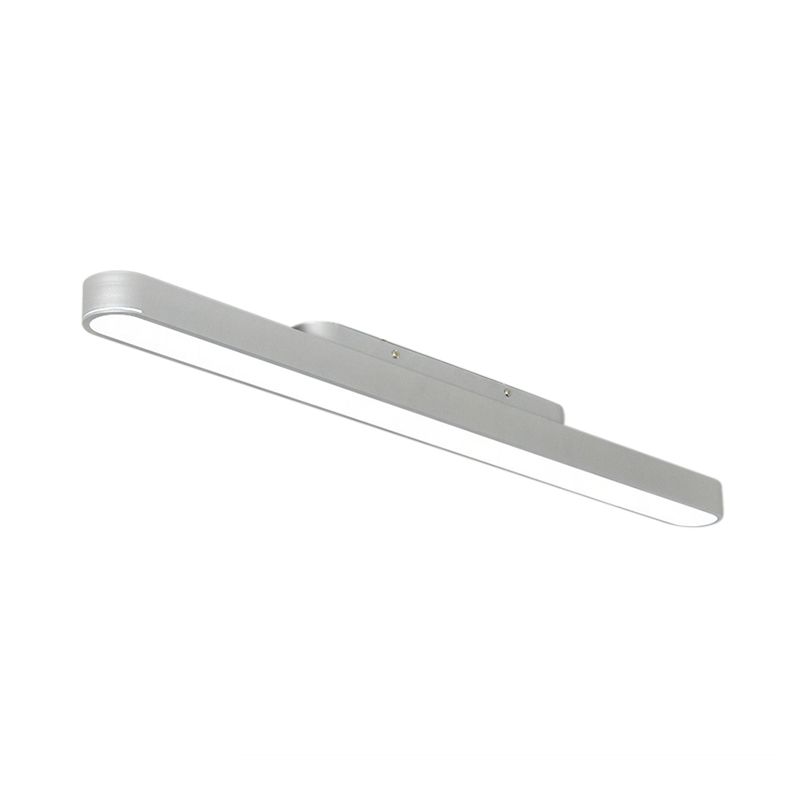 Sleek Oval Metal Flush Lighting Modern Led Black/Silver Flush Mount Fixture for Office, 23.5"/35.5"/47" Wide