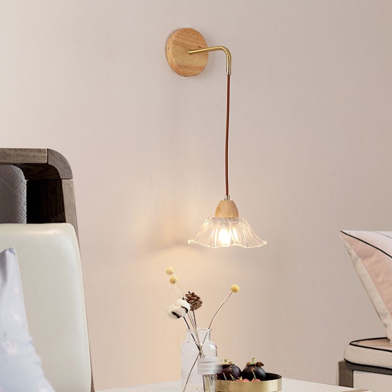 Modern Wall Lamp Wooden 1 Light Wall Vanity Lights for Washroom