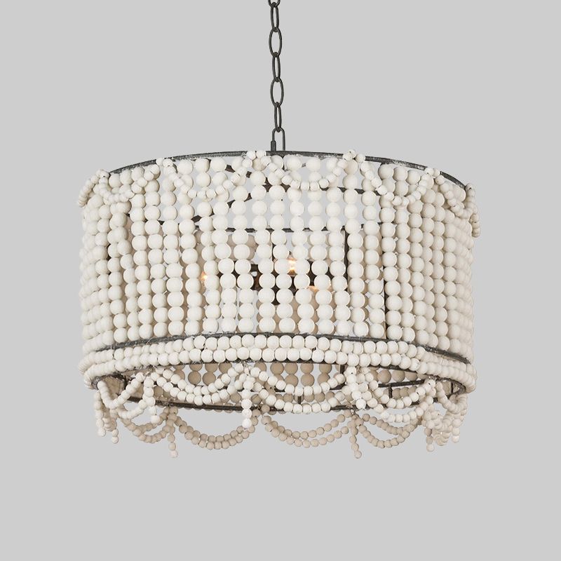 Lámpara de lámpara de lámpara de madera Retro 3 bulbos blancos/rosa/azul Costa de iluminación colgante con cadena ajustable