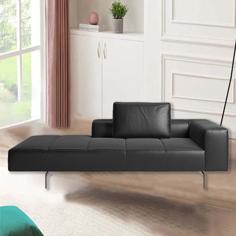 Glam Upholstered Leather Chaise Lounge Couch Metal Chaise Lounge Chair