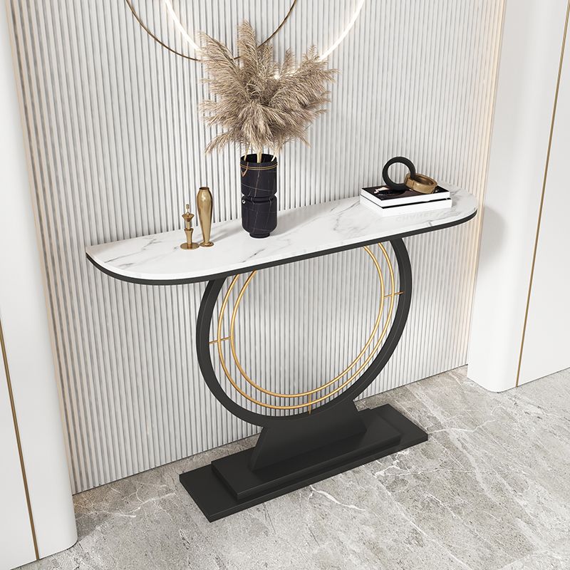 Contemporary Console Accent Table Antique Finish Half Moon Console