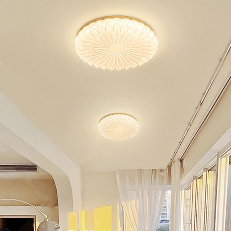 Modernism Beige Single Flush Mount Lighting Round LED Ceiling Light with Acrylic