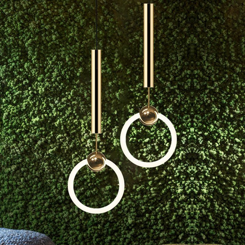 Geometric Metal Pendant Light Kit Simplicity Style LED Gold Hanging Ceiling Light