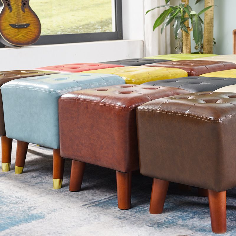 Dark Brown Leather Standard Square Stain Resistant Indoor Standard