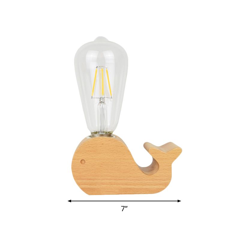 Modern Single Bulb Reading Lamp with Glass Shade Beige Sheep/Elephant/Cow Small Desk Lamp for Bedroom