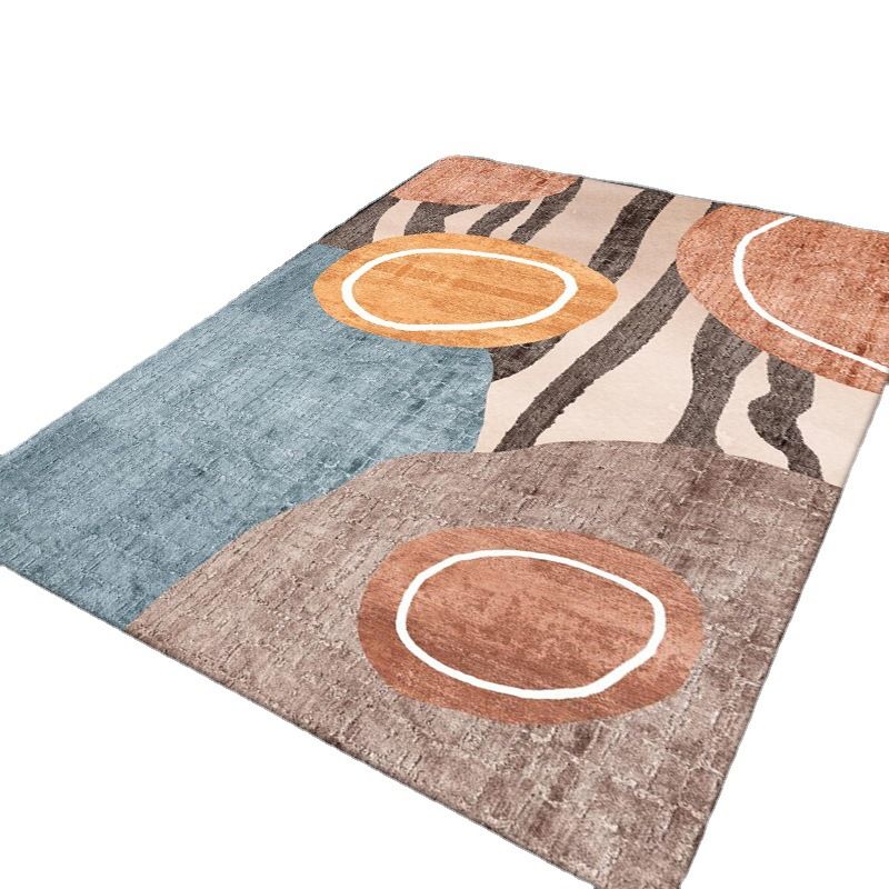 Grey Graphic Carpet Polyester Simple Area Carpet Washable Carpet for Home Decor