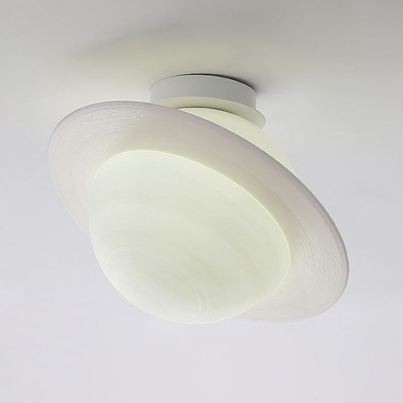Sphere Shape Flush Lights Modern Style Plastic 1 Light Flush Mount Fixture in White