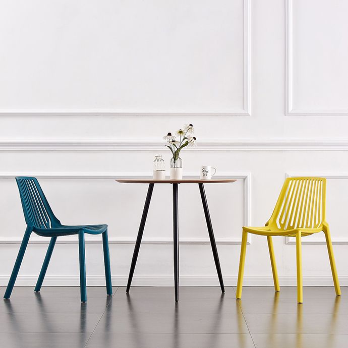 Modern Plastic Chair Slat Back Side Chair in Matte Finish for Home