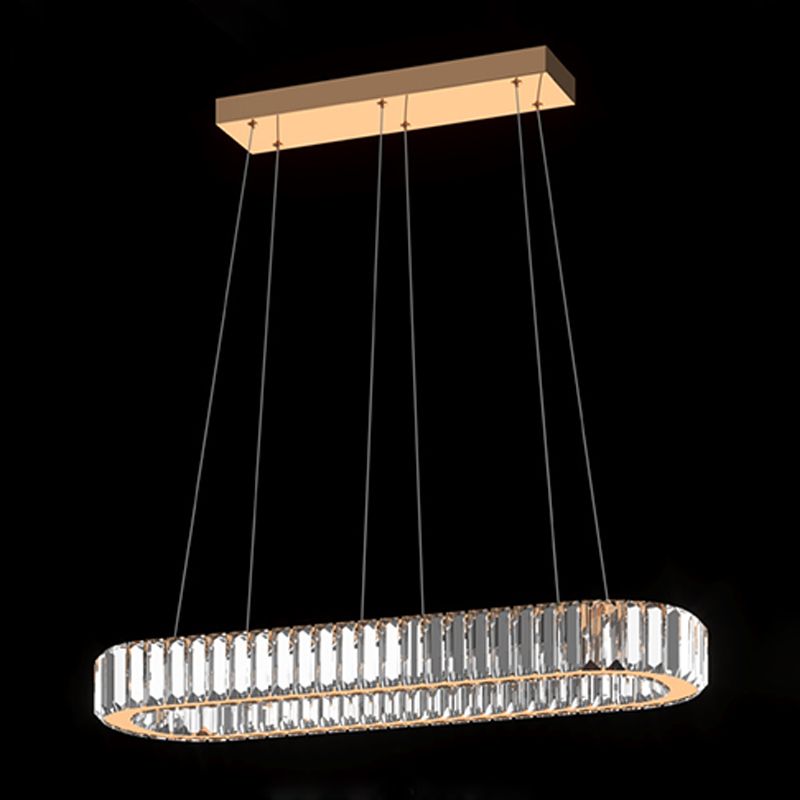 Island Contemporary Light Pendante de l'île en cristal en forme d'ovale pour la cuisine