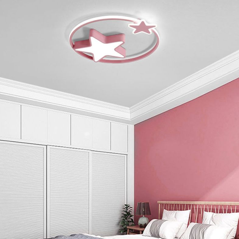 Minimalist Star Massimale Flush Light Metal Childrens Bedroom LED Flush Mount in Remote Control Stepless Dimming