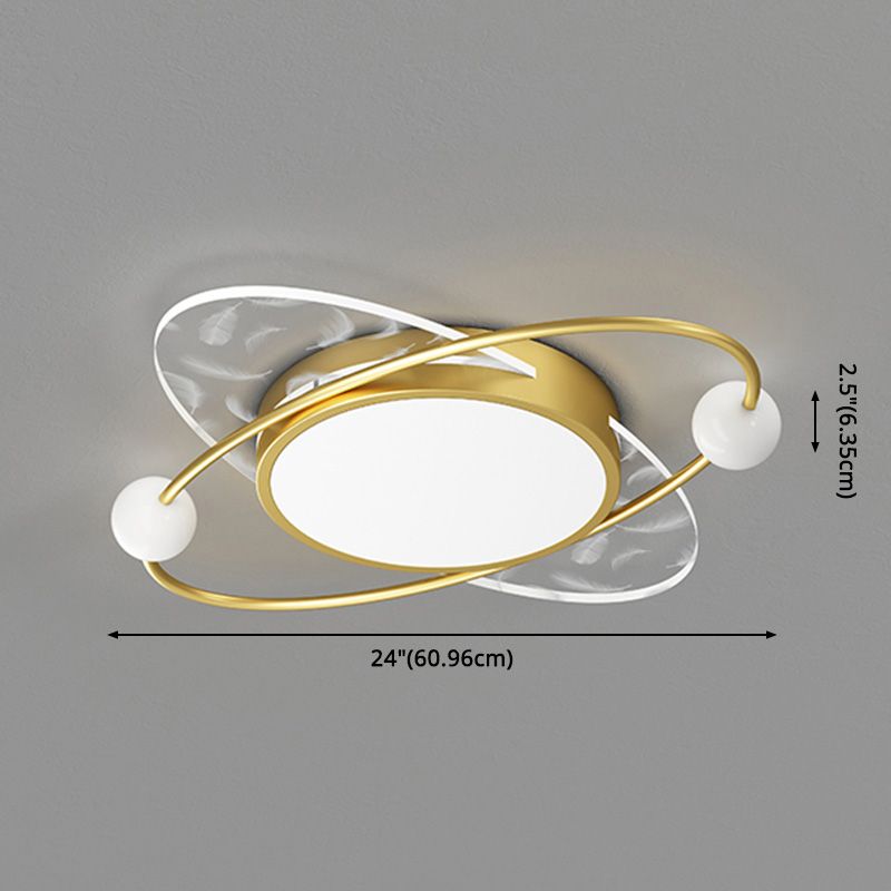 Oval Acrylic LED Semi Flush Ceiling Light in Modern Creative Style Feather Metal Flush Mount for Living Room