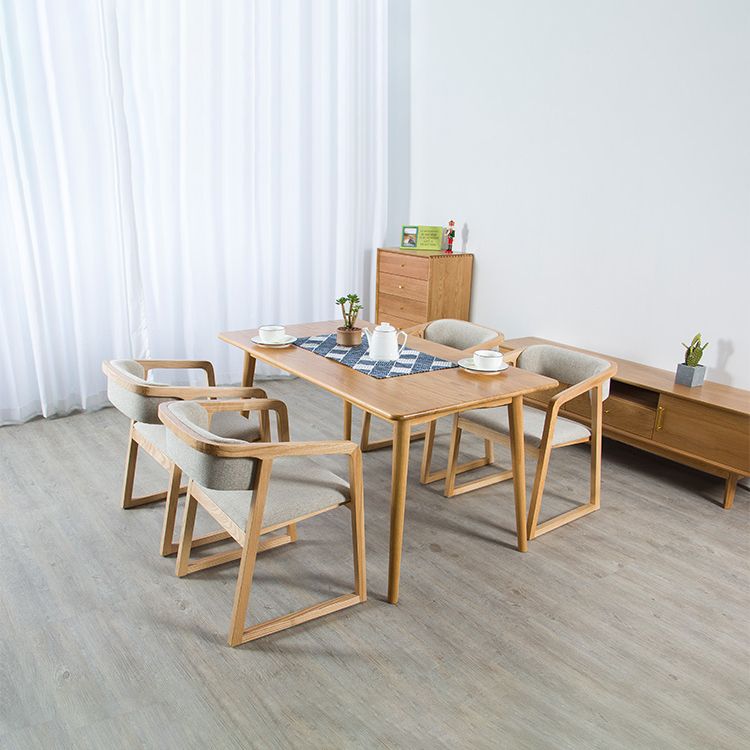 Glam Style Wooden Dining Arm Chair Matte Finish Open Back Dining Chair for Dinning Room