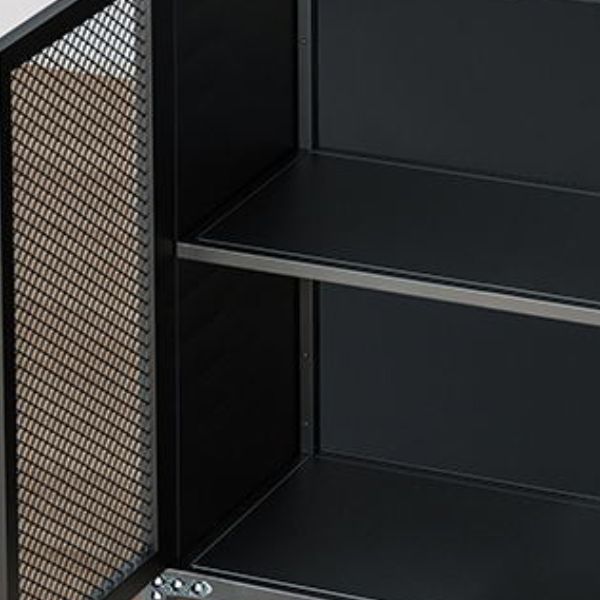 29.5" Tall Metal Accent Cabinet Industrial 2 - Door Chest with Wood Top