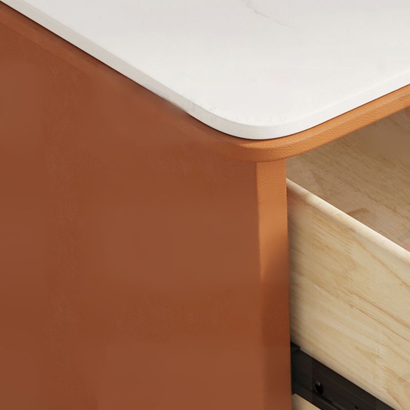 Modern Faux Leather Night Table 19'' Tall 2-Drawer Nightstand with Legs