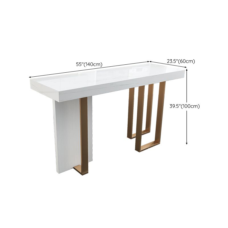 Faux Marble Bistro Bar Table Rectangle White Bar Table for Home