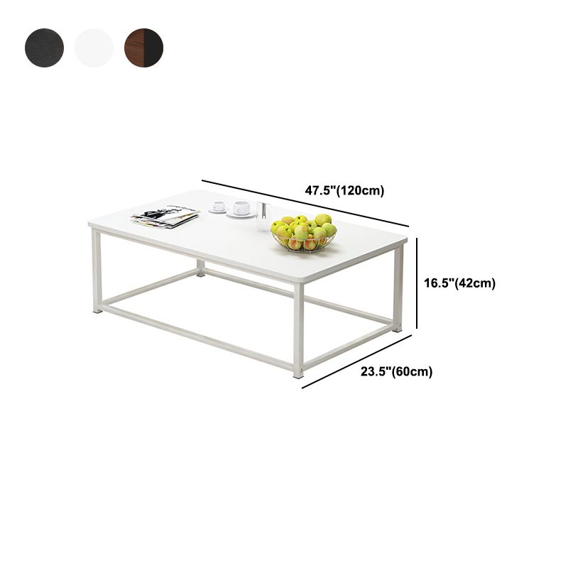 Modern Style Rectangular Wood Table with Black/bass and Metal Frame Base Coffee Table