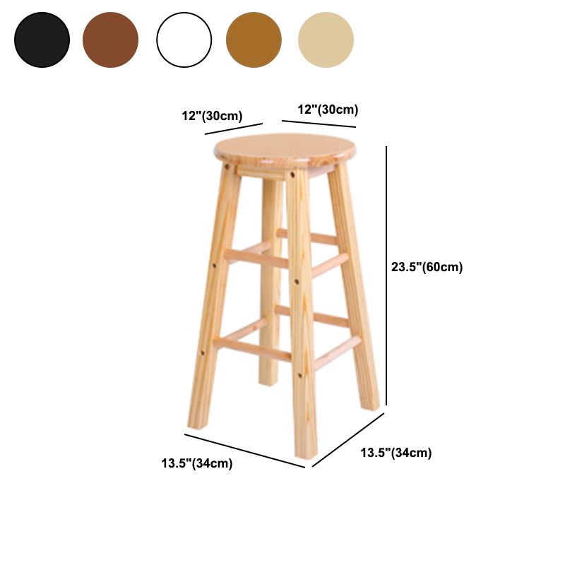 Modern Armless Backless Stool Wood Household Bar Stool with Wooden Seat and Pedal