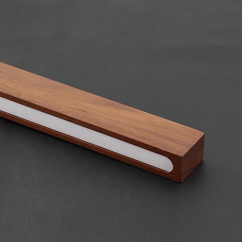 1-Light Island Light Minimal Style Linear Shape Wood Hanging Lamp for Dining Room