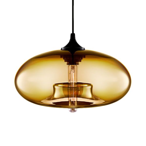 1 lampe suspendue légère avec une teinte en verre ovale