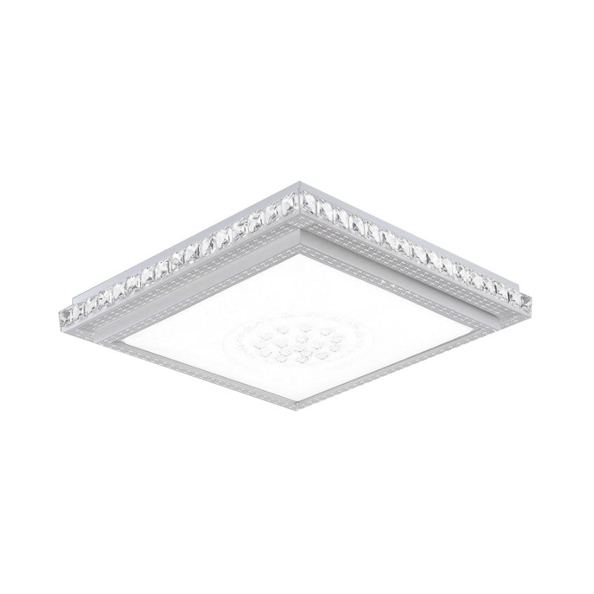 23.5"/29.5"/42.5" Wide Bedroom LED Ceiling Flush Mount White Flush Lamp with Square/Rectangular Acrylic Shade and Crystal Accents