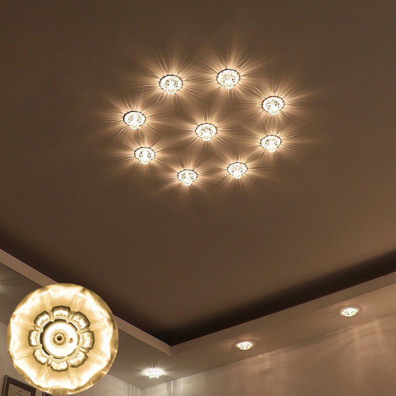 Morning Glory Clear Crystal Ceiling Lighting Modern Style LED Flush Light for Porch