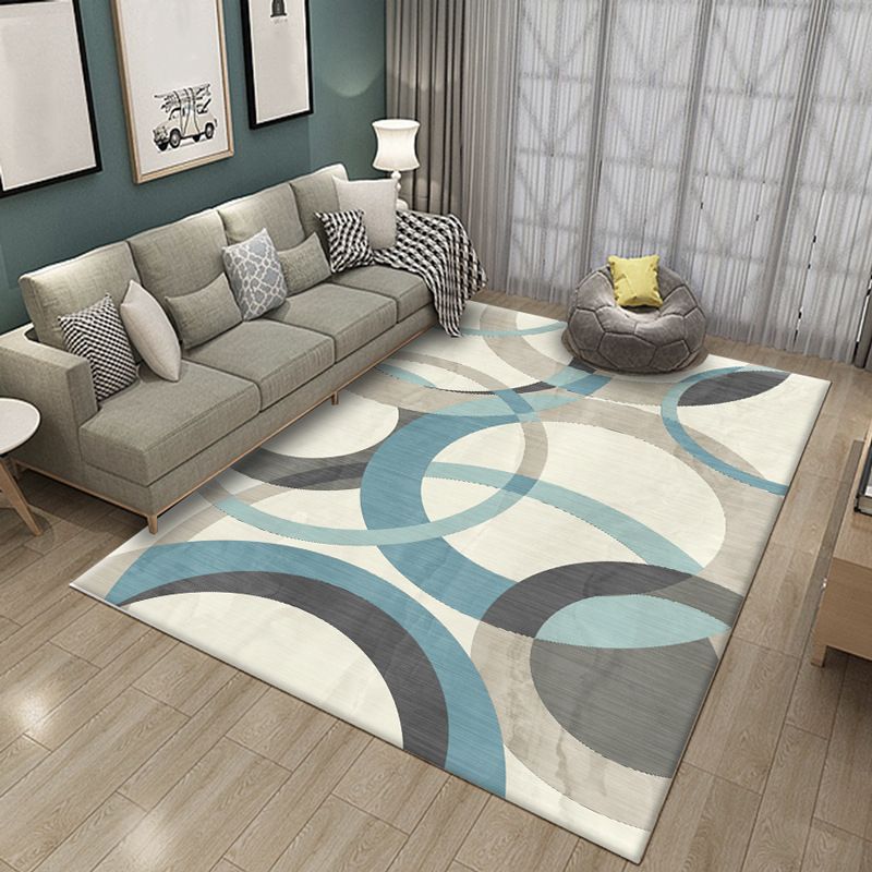Beige Modern Rug Polyester Geometric Indoor Rug Washable Rug for Living Room