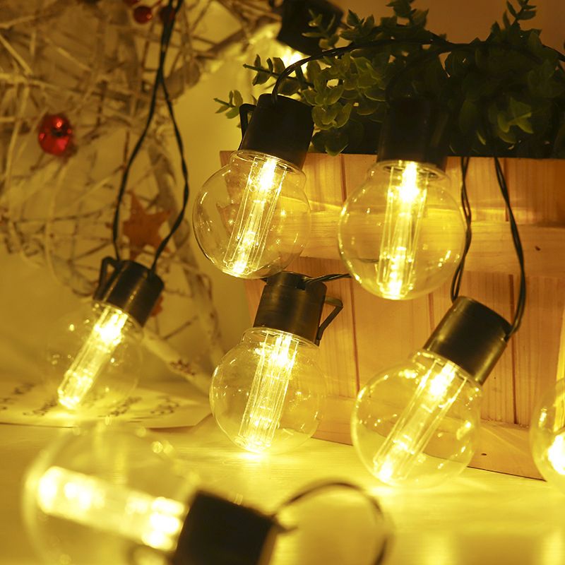 Retro G50 Globe Bulb String Light Plastic Outdoor Solar LED Christmas Light in Black