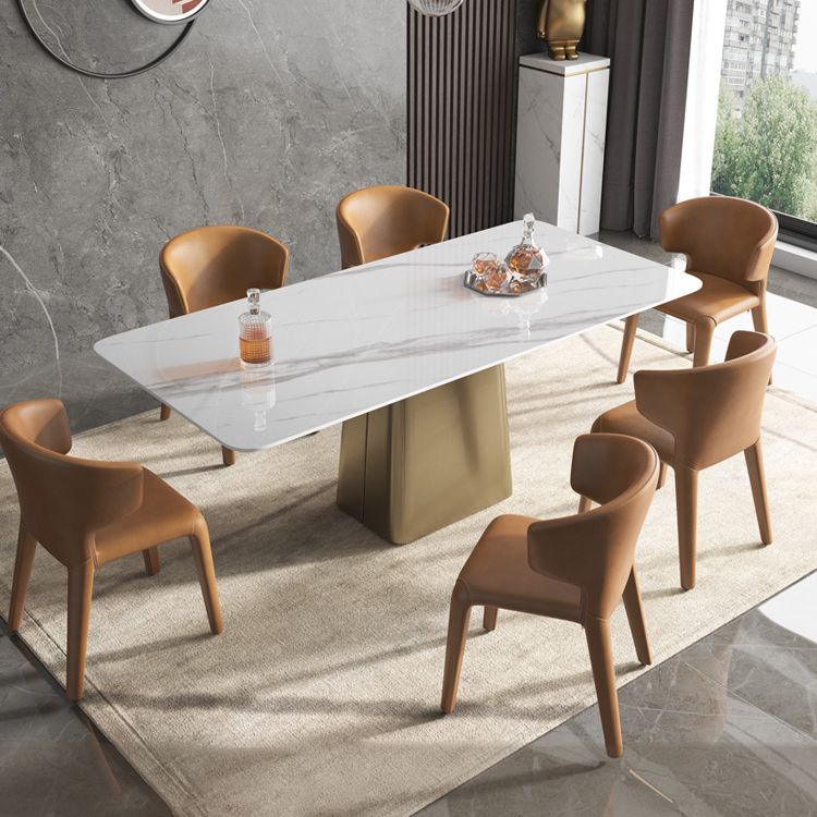 Glam Dining Set 1/2/4/7 Pieces Sintered Stone Top Table with Wingback Chairs