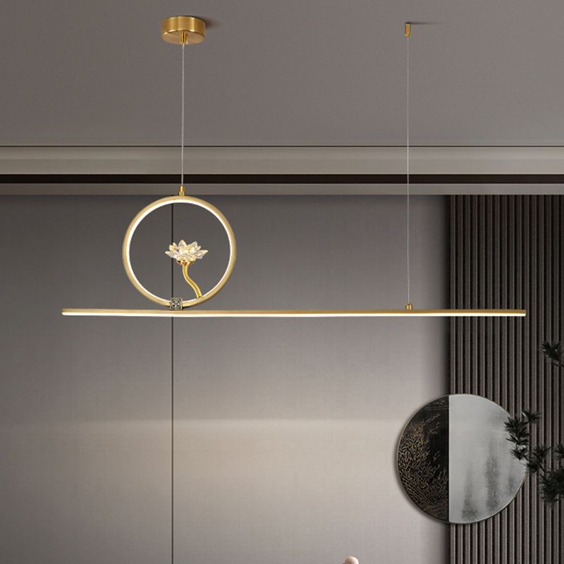 Luminaires de l'île linéaire Métalme moderne 2- Éclairage de l'île à thé léger