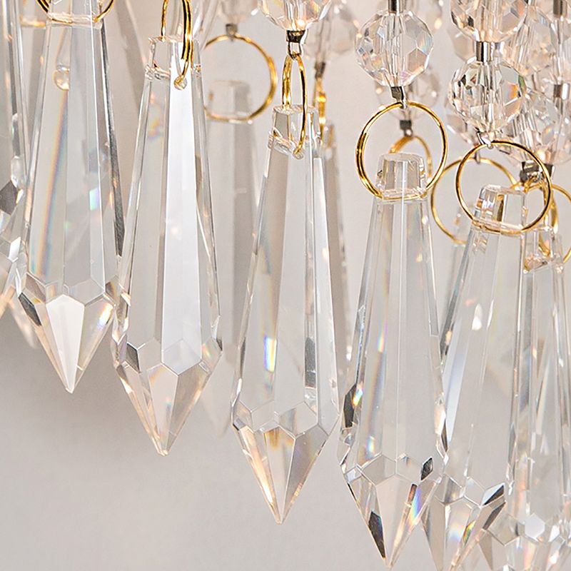 Contemporary 2 Lights Wall Light with Crystal Shade Brass Branch Sconce Light Fixture