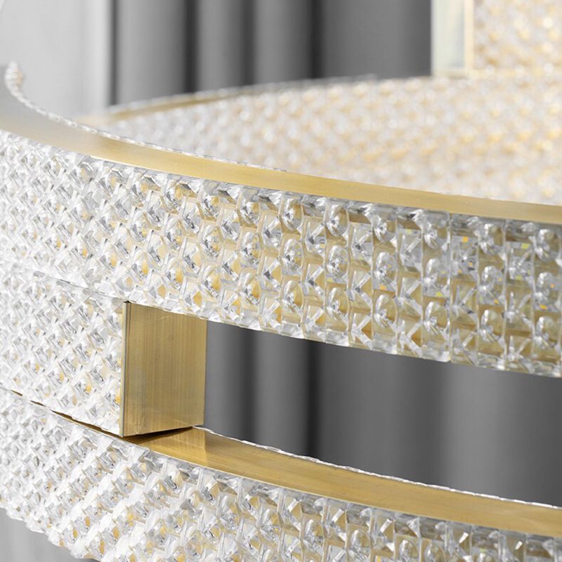 LED Gold Kitchen Island Pendant Oval Metal & Acrylic Ceiling Lighting Fixture