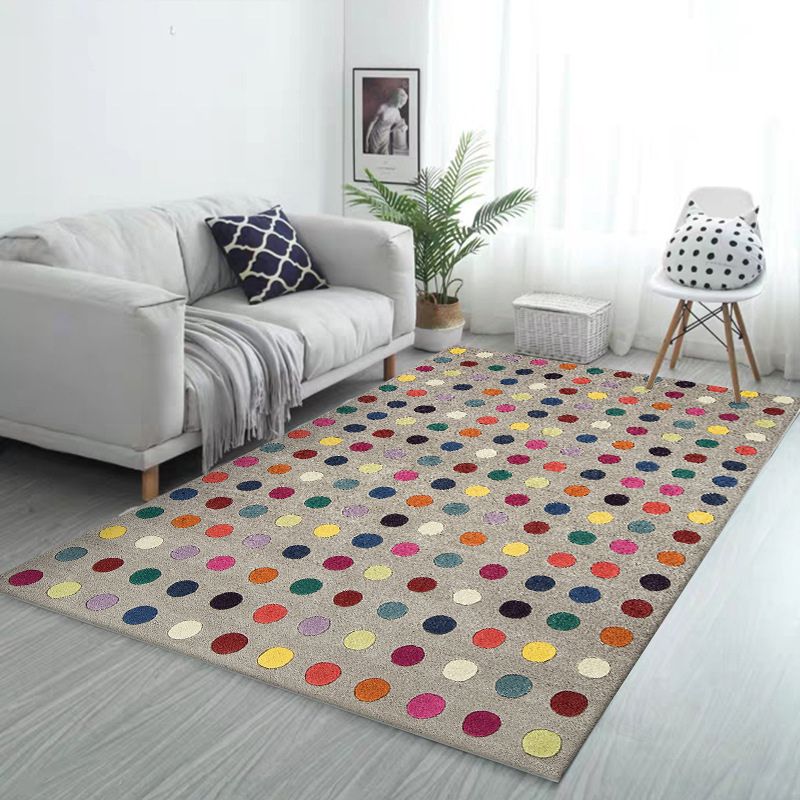 Brauner Schlafzimmer Teppich Moderne Polka Punkte Muster Fläche Teppich Polyester Haustierfreundlicher Waschkörper Teppich