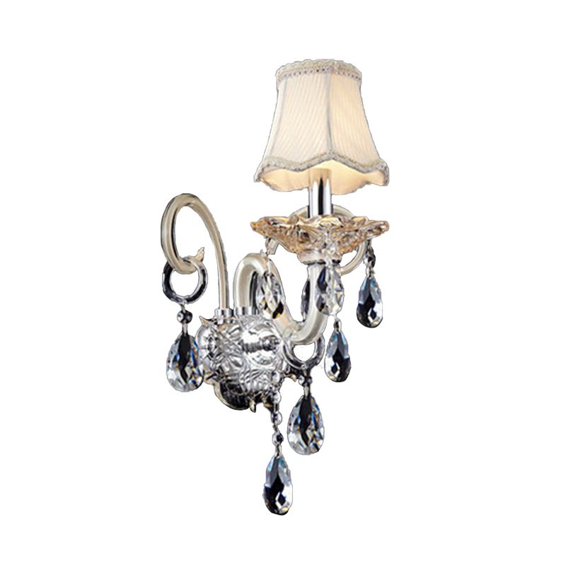 Bell Crystal Wall Lighting Fixture Retro 1/2 Lights Living Room LED Wall Sconce Light in Chrome